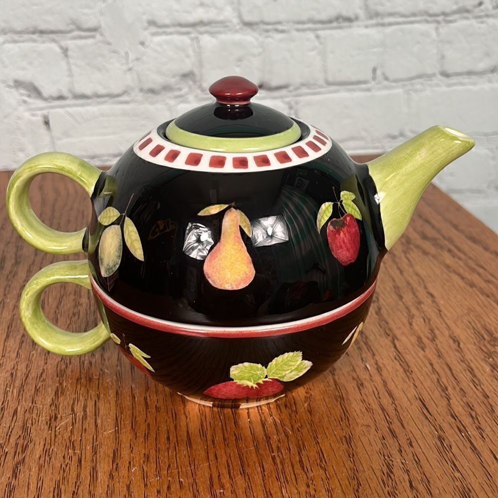 Debbie Mumm classic fruit bowl bowls Tea Pot & Cup coordinated Set EUC